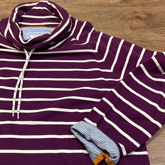 Orvis Burgundy and White Cowl Neck Striped Top - Picture 3 of 7